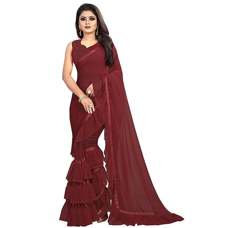 Indian Weightless Georgette Sharee With Unstitched Runiing Blouse Piece for Women