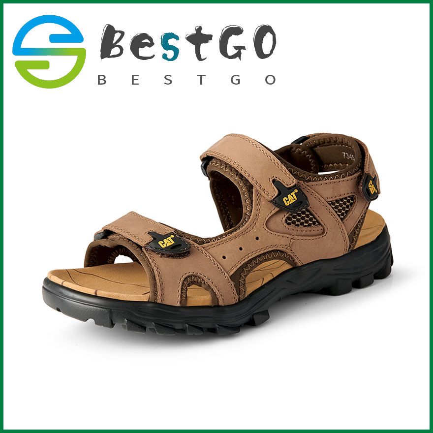 Caterpillar Summer Shoes Men Big Size Sandals Leather Design Outdoor Beach Sandals