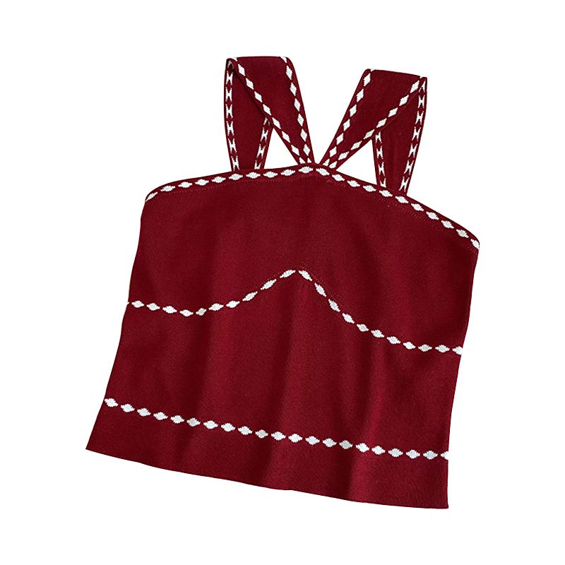 Women Knitted Tank Tops with Simple Line Decoration Skinny Fit Casual Style Summer Clothing