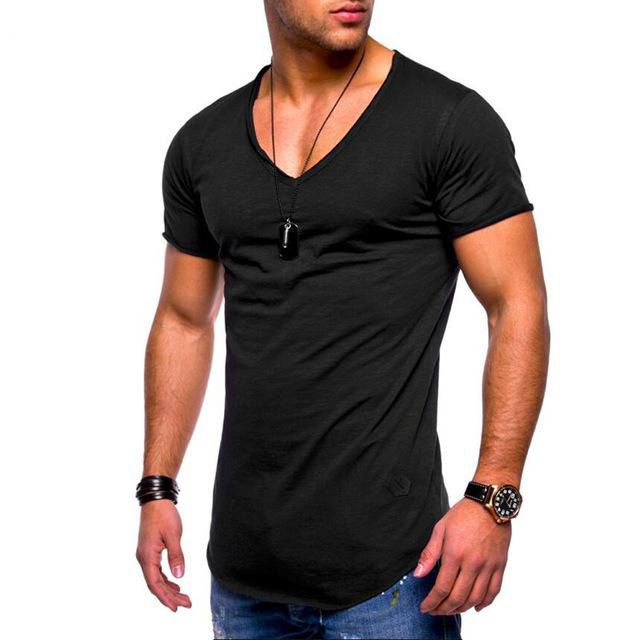Men's Tops Tees Arrived Deep V neck short sleeve men t shirt Slim Fit t-shirt men Skinny casual summer tshirt camisetas size 3XL