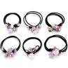 6Pcs Women Rhinestone Flower Elastic Ponytail Holder Hair Ring Rope cessory