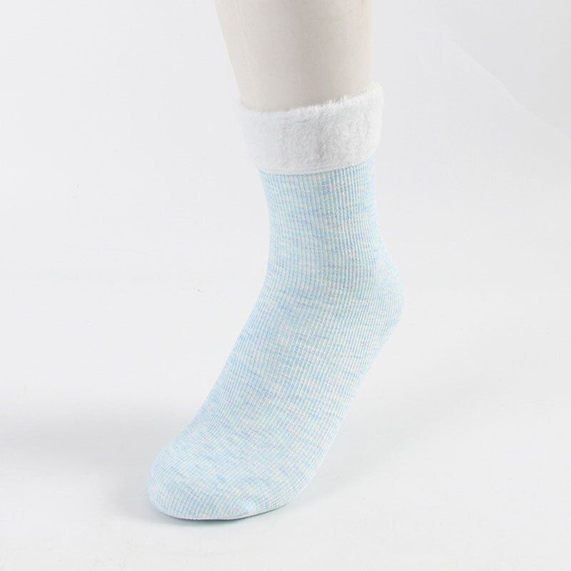 Plus Velvet Thicken Socks Women Candy Color Winter Warm Cotton Middle Tube Socks Female Home Floor Socks Sokken