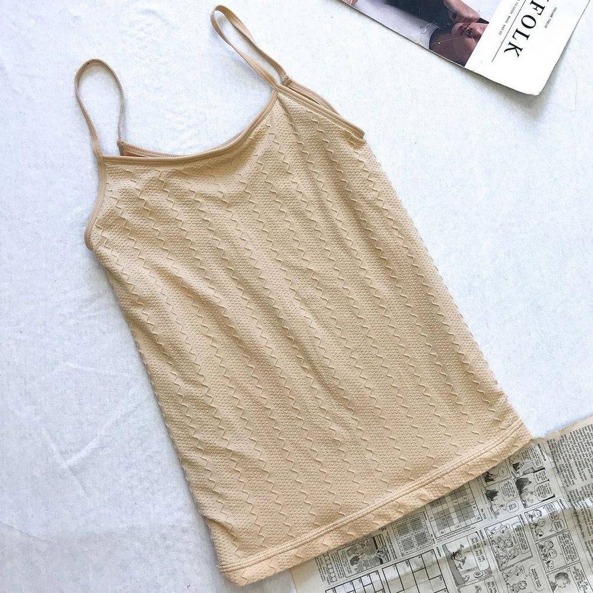 Autumn Winter Women Spaghetti Strap Tank Top Underwear O-Neck Thickened Vest-Skin