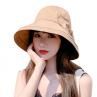 Women Solid Color Bowknot Wide Brim UV Protection Summer Sun Hat Bucket Cap