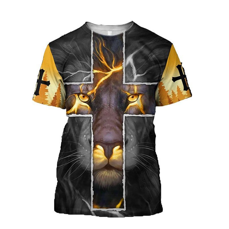 God Religion Christ Jesus T-Shirt 3D Print Men Harajuku Style  Hop Short Sleeve Streetwear Fashion Pullovers Free Sping