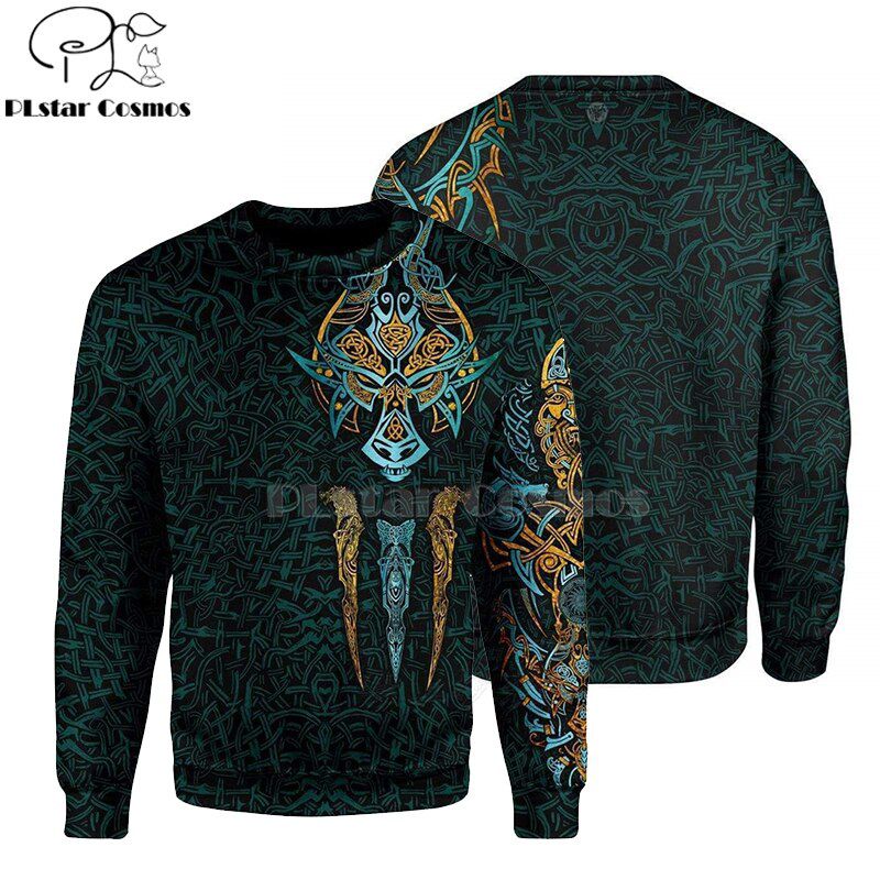 PLstar Cosmos Viking Warrior Tattoo Fashion Tracksuit casual 3D Print Zipper/Hoodie/Sweatshirt/Jacket/Men's Women style-46