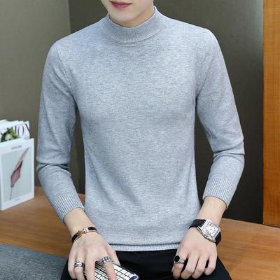Men's Sweaters Pullover Male Solid Color Slim Fit Sweater Tops Knitted Pullovers