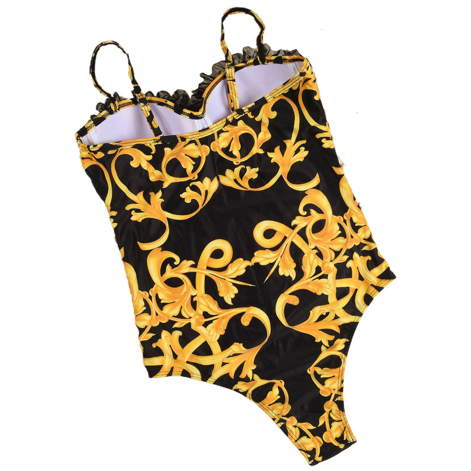 Women Style Summer Lace Floral Print Underwire Padded Bikini Briefs Swimsuit Set