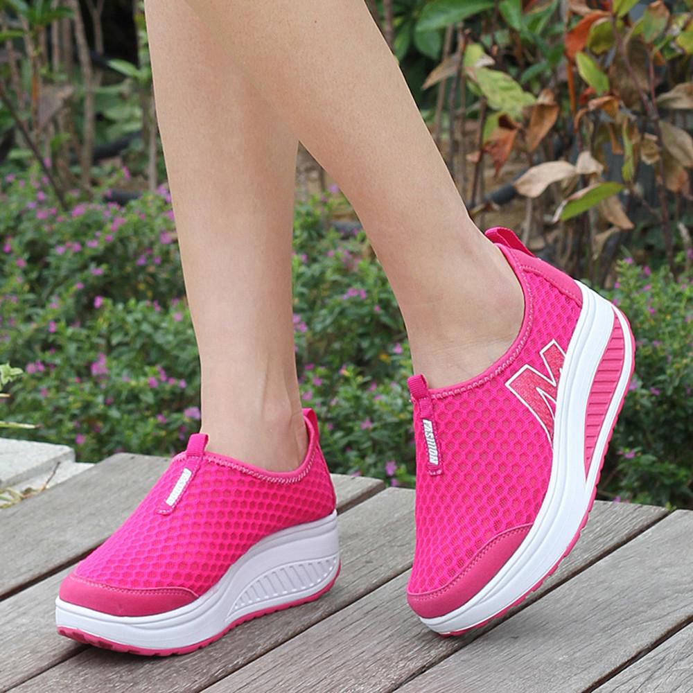 shoes for women  Korean shoes Fashion Women Platform Shoes Women Loafers Breathable r Mesh Swing Wedges Shoe