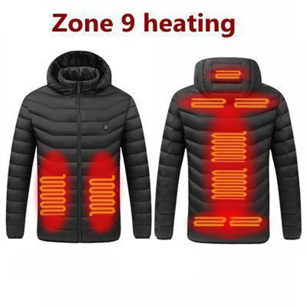 Men Heated Jackets Outdoor Coat USB Electric  Long Sleeves Heating Hooded Jackets Warm Winter Thermal Clothing
