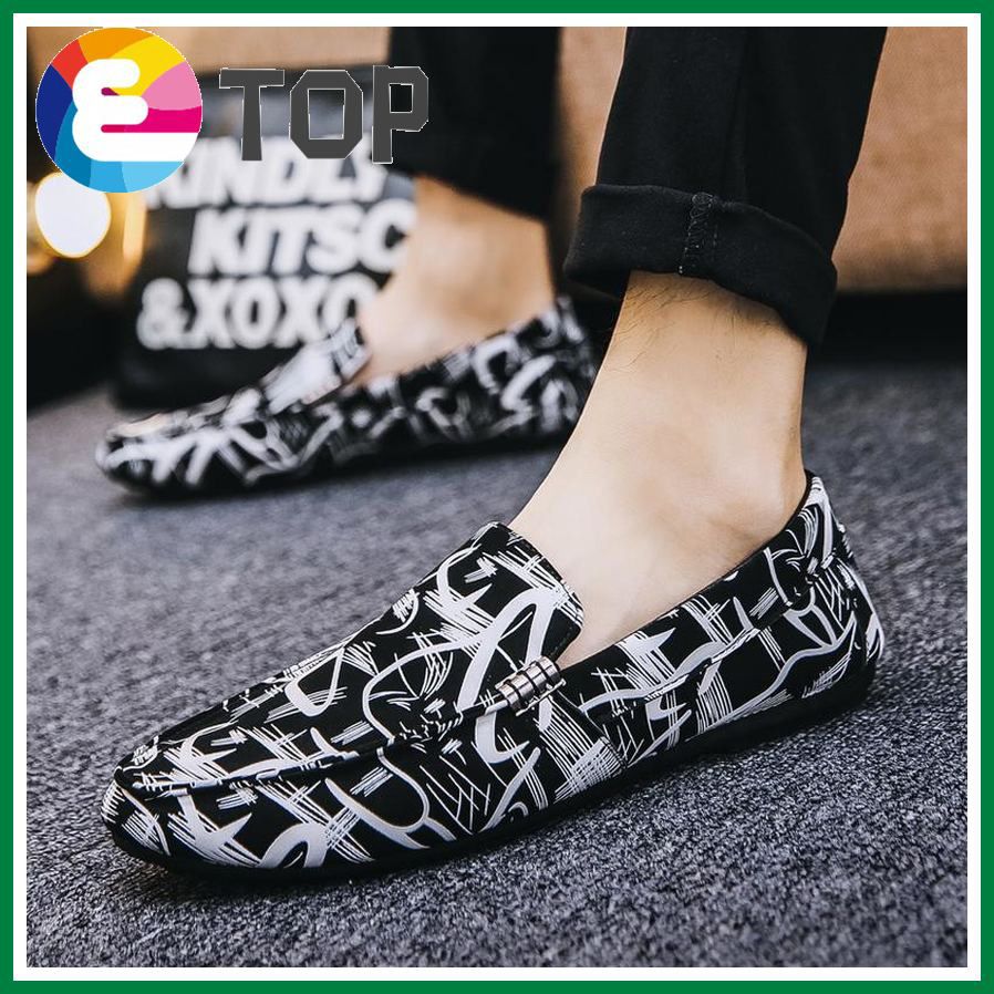 Vikey Men Suede Loafers Fashion Casual Canvas Shoes Slip on Driving Shoes for Men Kasut Lelaki (Black,White,Red)