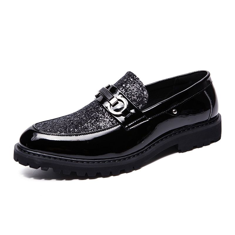 2019 spring and autumn authentic top ple classic high quality comfortable glitter shoes men  loafers black height increasing