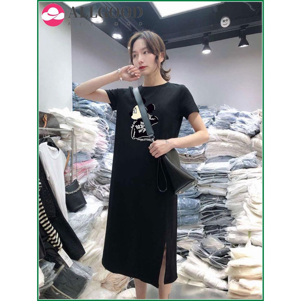 Disney Mickey Minnie Mouse Women Dress Summer Cartoon Short Sleeve O-Neck Medium Long Plus Size Dresses Female Casual Vestidos