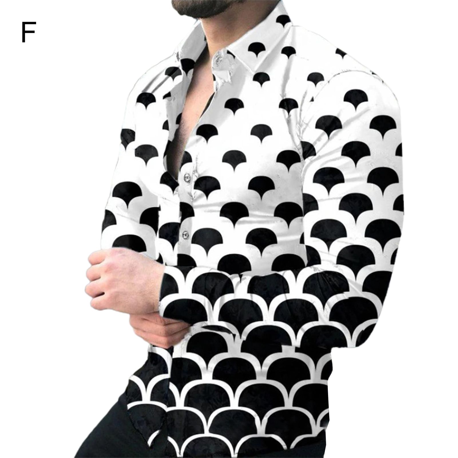 Buttoned Shirt Gradient Print Loose-fitting Turndown Collar Top