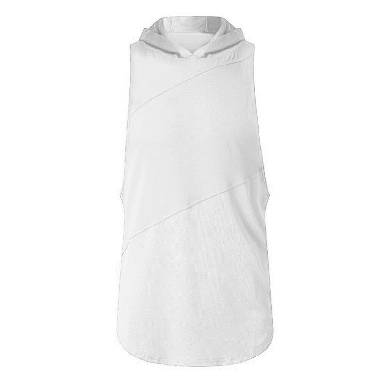 Muscleguys Solid Sleeveless Shirt with hoody Patchwork Gym Clothing Fitness Men Bodybuilding Stringer TaTops Hoodies Singlets