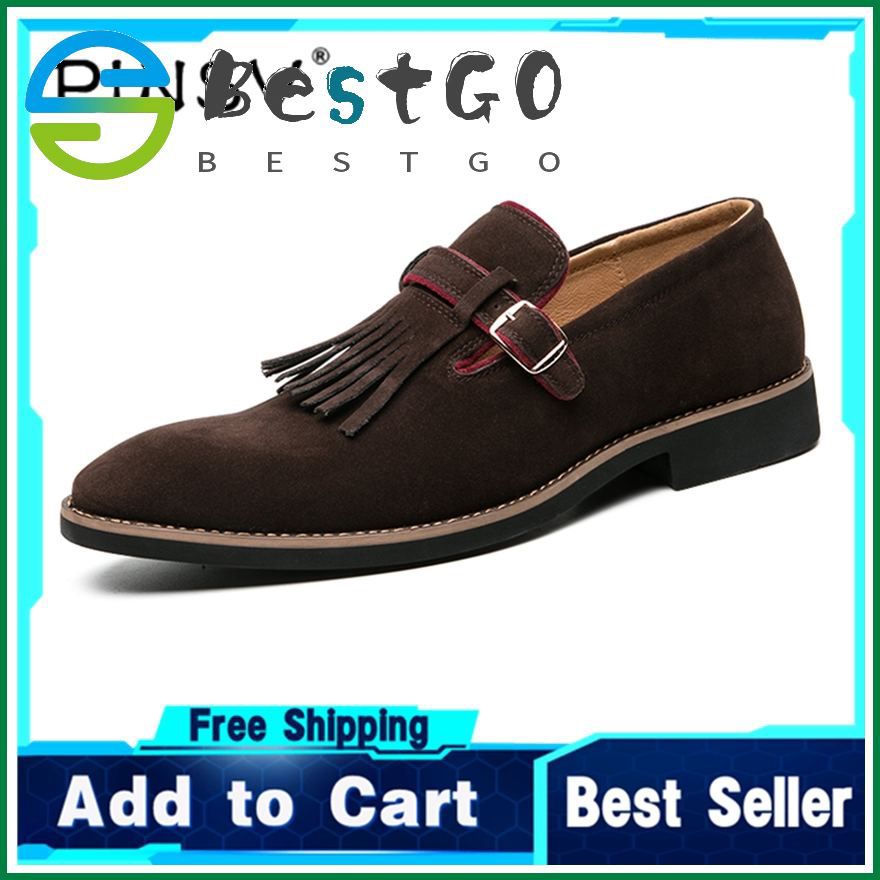 Men Shoes Casual Leather Shoes For Men Fashion Tassel Low-top Shoes Slip-on Shoes Suede Shoes For Men Business Office Shoes Men