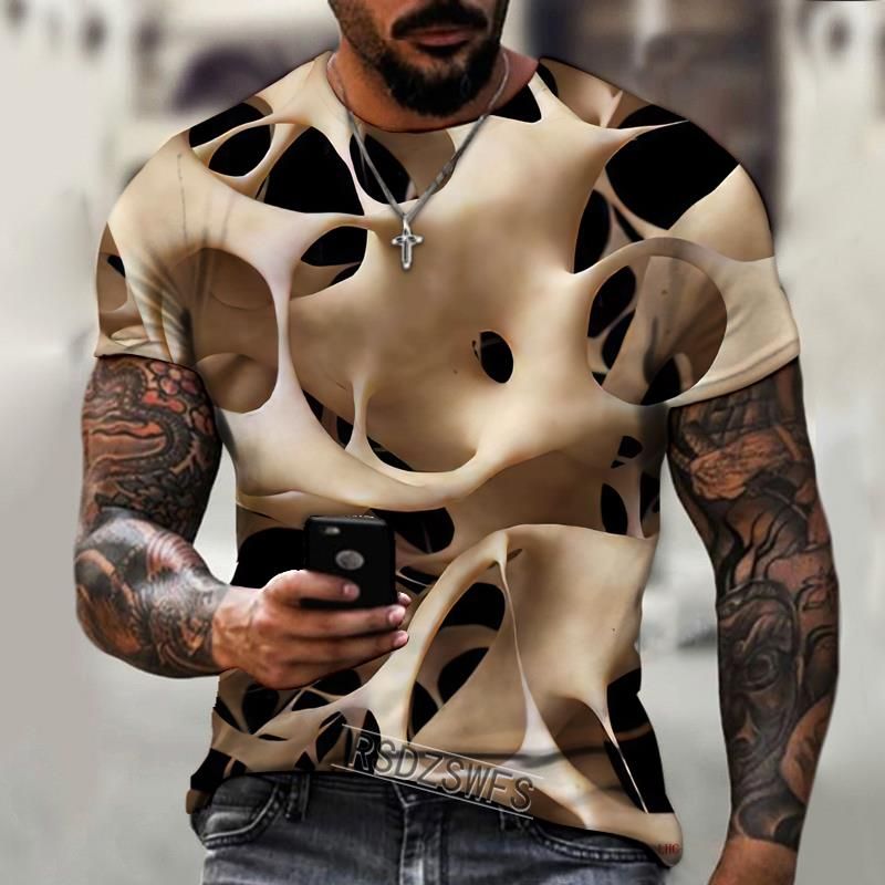 Men's Summer Short Sleeve Three-dimensional Pattern 3d Printing Men's T-shirt Trendy Streetwear Size 5XL