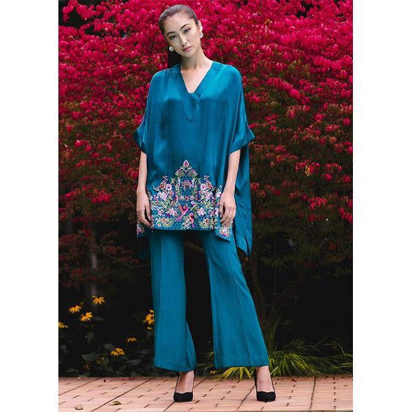New Exclusive stitched salwar bell bottom pant design paijama and kaptan style Kameez, lower part floral embroidery work, long semi long 2 piece For Women/Girls