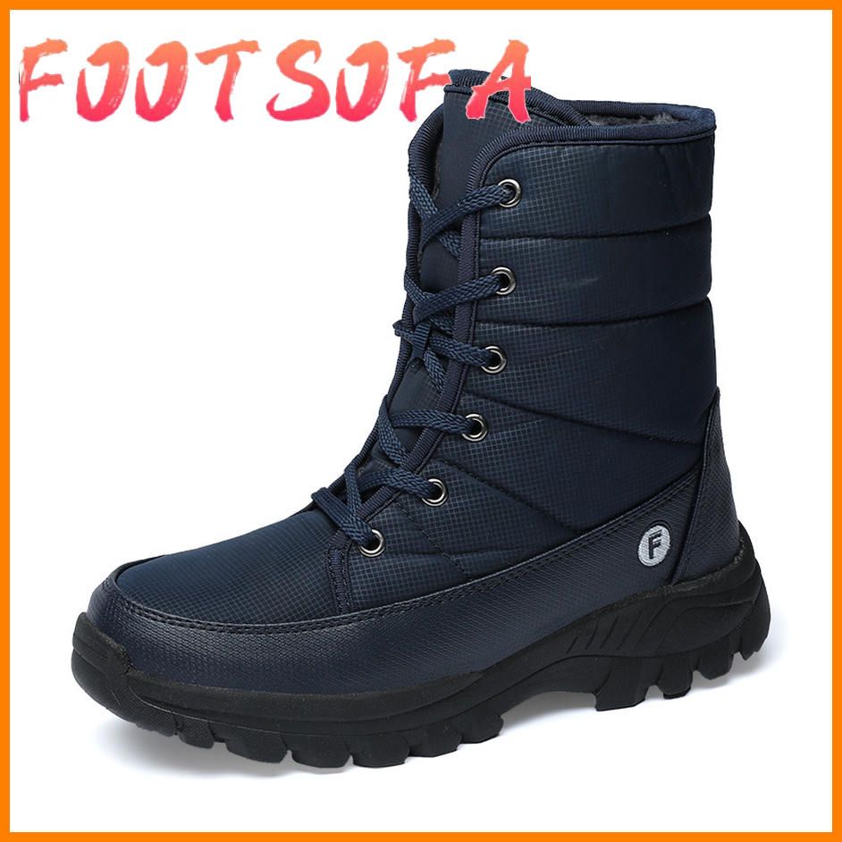 Men Boots Winter Couple Boots Brushed Thick-soled Snow Boots Male Shoes Big Size 36-46 Men Ankle Boots Solid Walking Shoes