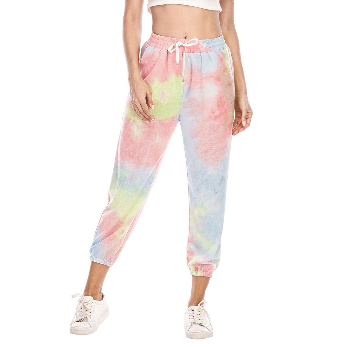 Women Tie Dye Pants, Casual Drawstring Elastic Waist Loose Fit Sweatpants with Pockets
