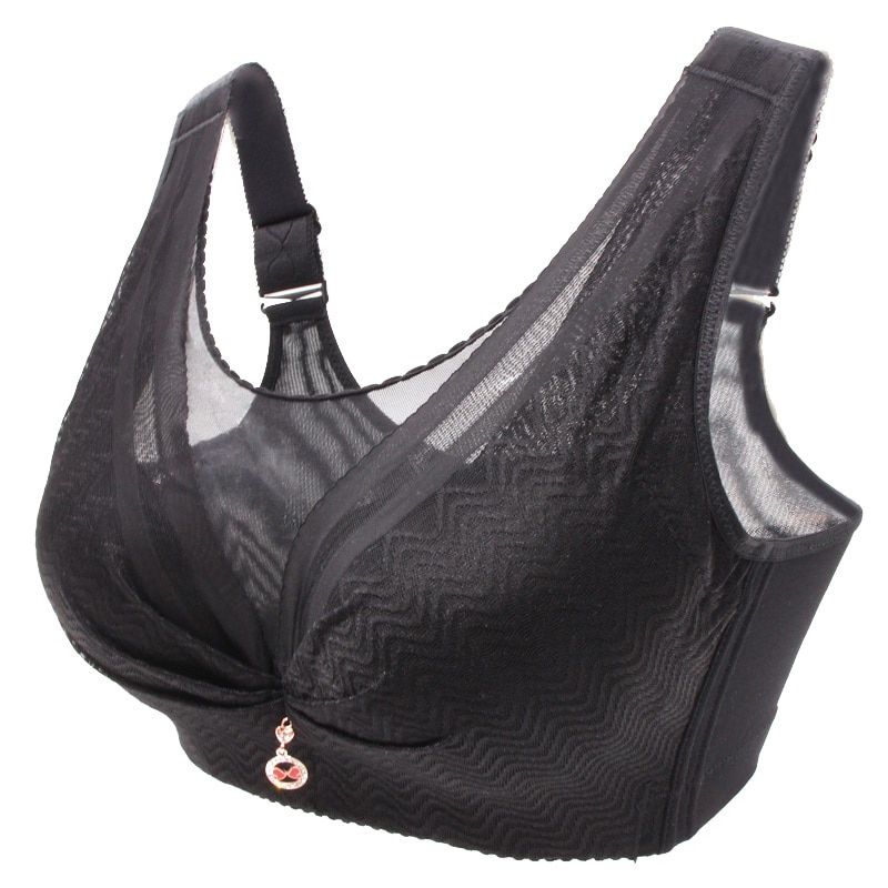 Wide shoulder strap, large size and thin steel ring-free bra Fat MM  lace CDE cup bra Padded Underwear Receiving Accessory