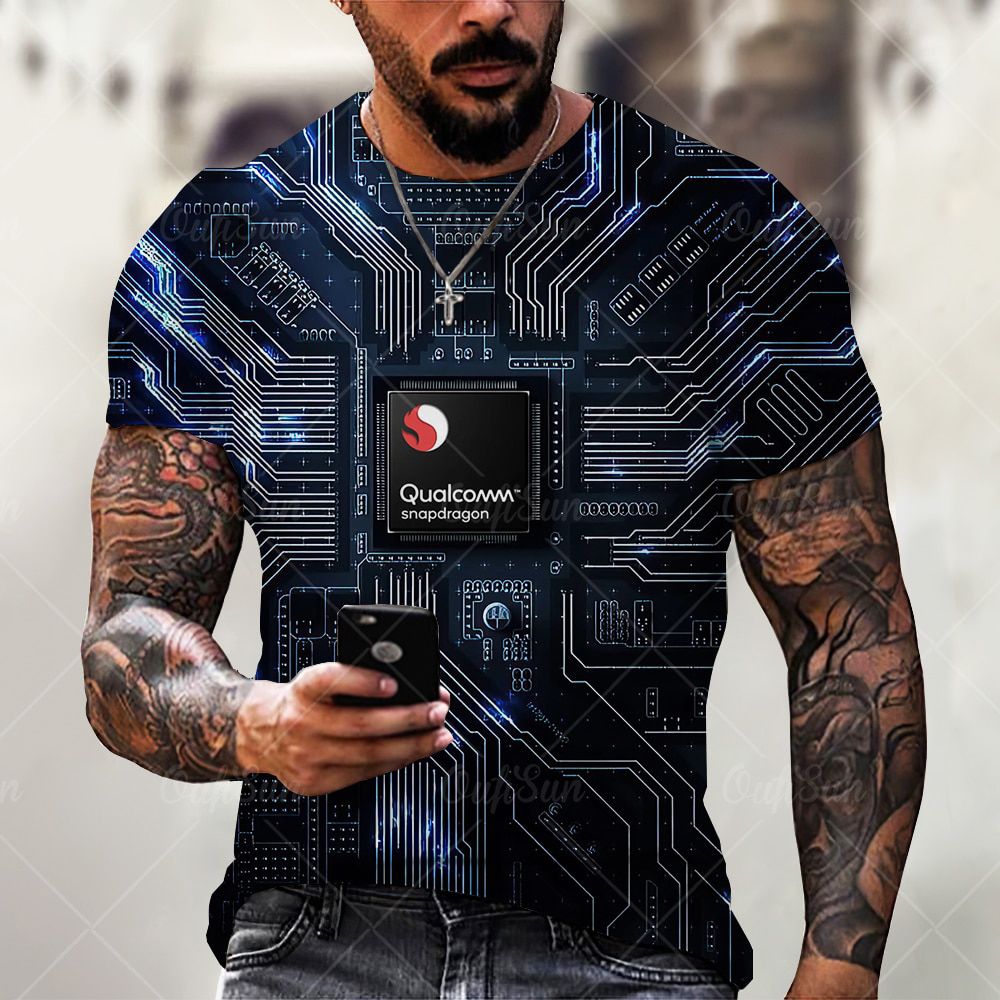 Fashion Electronic CMen's 3D Print T-Shirt Summer Hop Short Sleeve Harajuku Punk Style Male Oversized T Shirt Uni Top