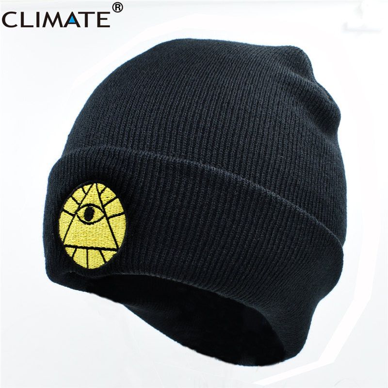 CLIMATE Cartoon Hat Caps Bill Dipper Mabel Beanie Winter Warm Knit Beanie Hat Bill Black Cool Men Acrylic Hat