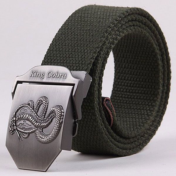 King Cobra Designer Fashion Men High Quality Canvas Outdoor Military Sports Jeans Belt Metal Tactics Woven Belts 110/140CM