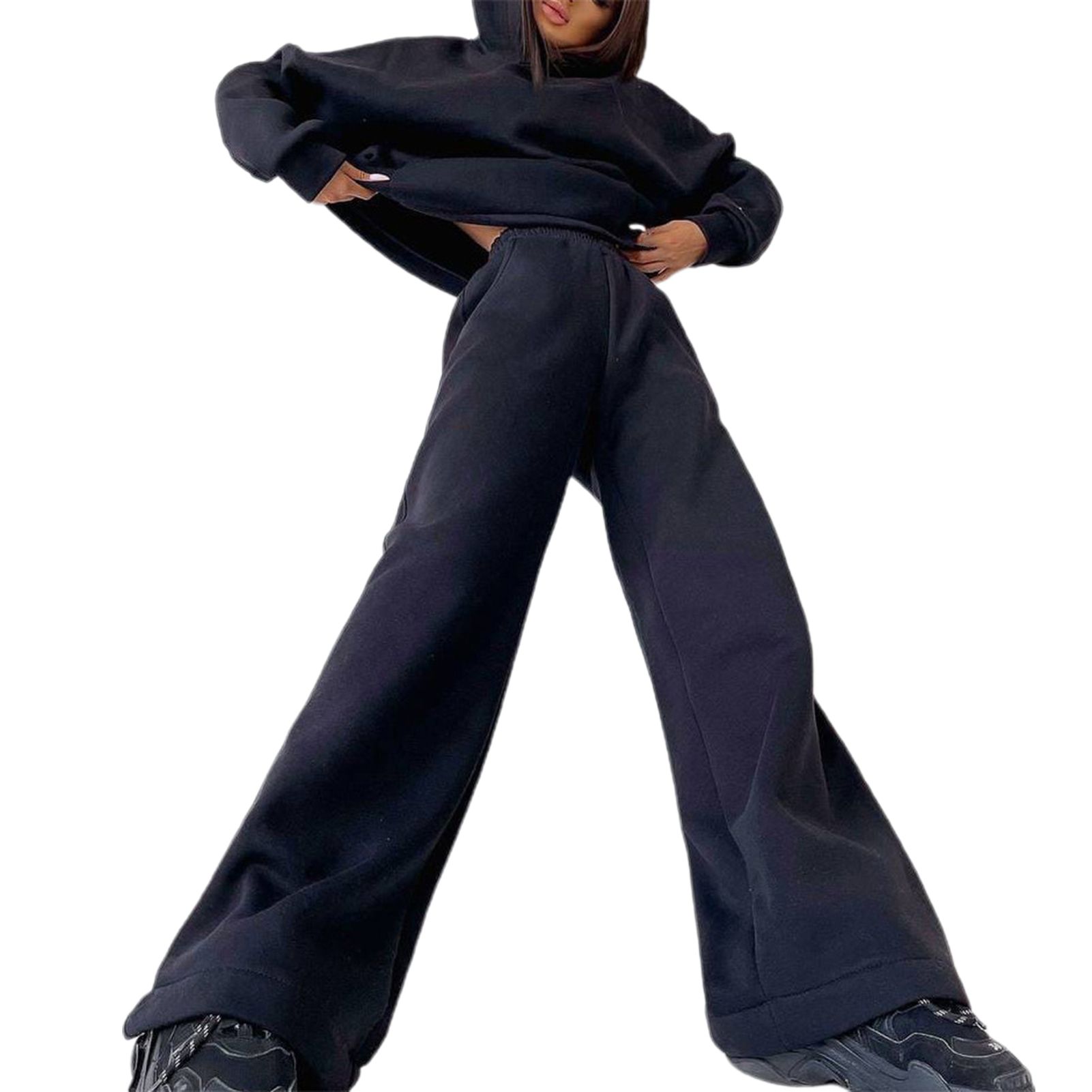 Hoodie Pants Long Sleeve Loose-fitting Pure Color Sweatshirt Sweatpants