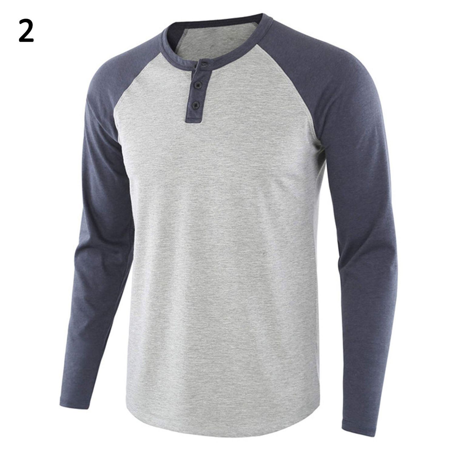 Casual Men Pullover Sweatshirt Autumn O Neck Long Raglan Sleeve Color Block Buttons Hoodie Tops Men's Clothing Футболка