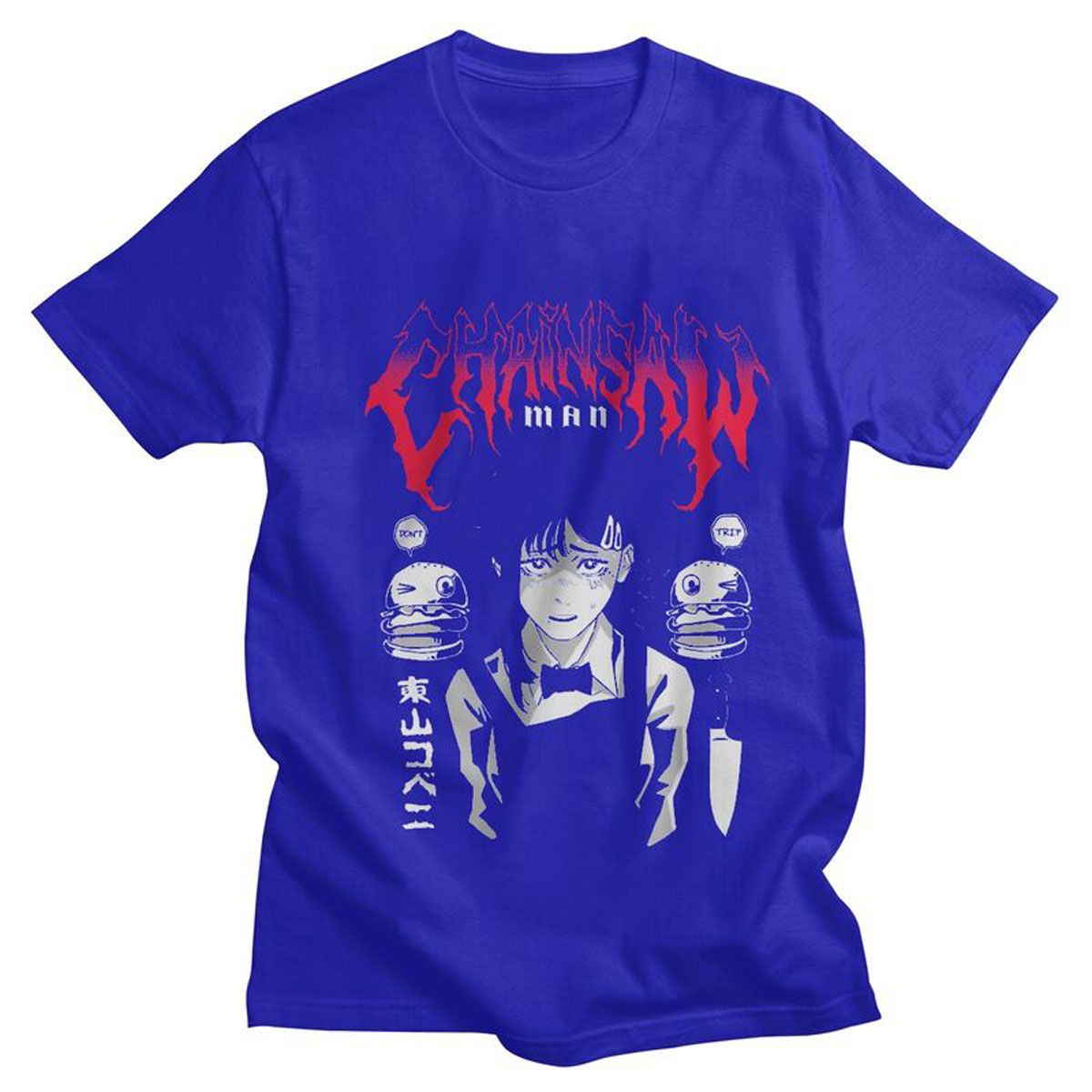 Classic Chainsaw Man Kobeni Metal T Shirt Men Short Sleeves Cotton T-shirt Leisure Anime Manga Denji Tees Streetwear Tshirt