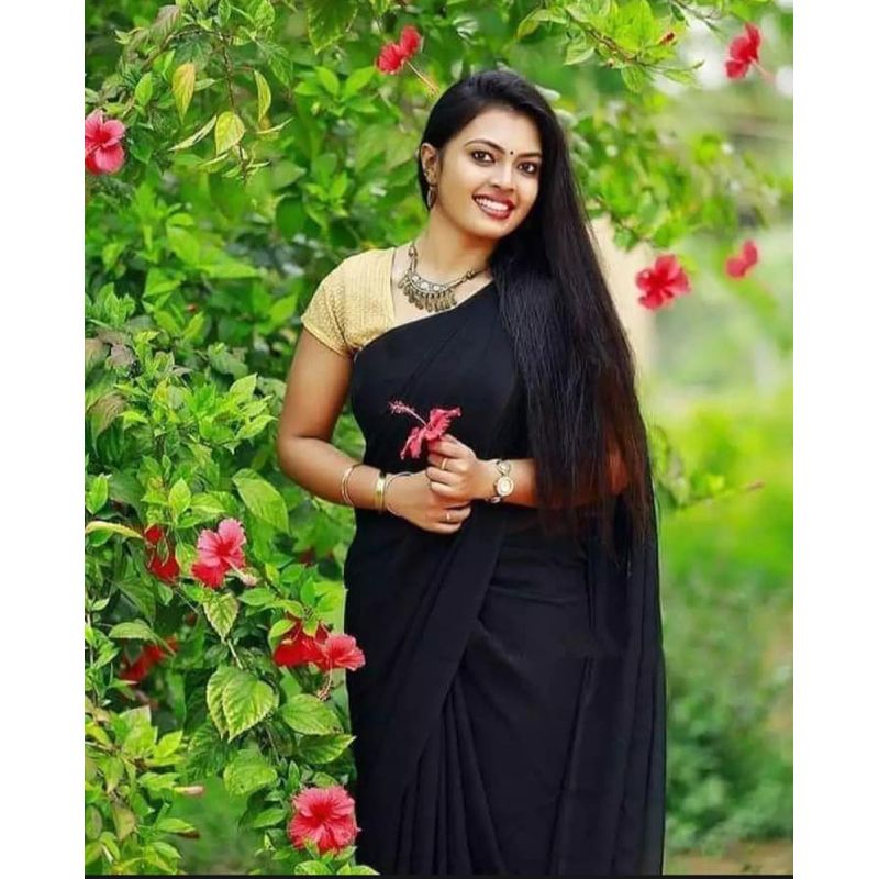 Half Silk Than Saree(black)