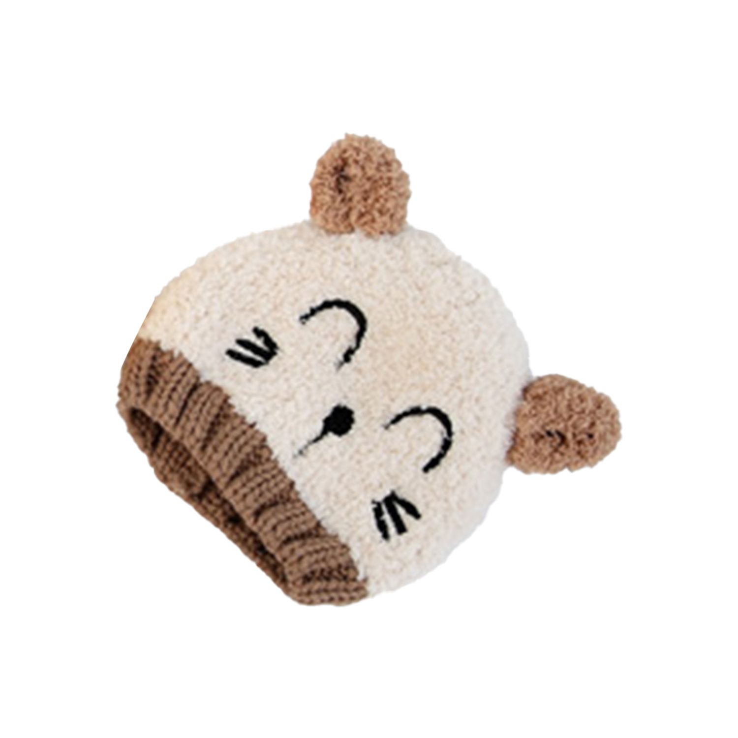 Toddler Knitted Cap Handmade Plush Decor Stretchy Newborn Hat Scarf