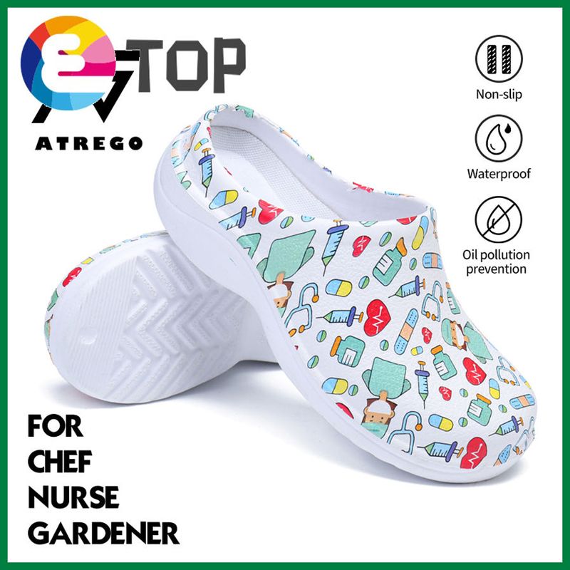 Women Lightweight Slip-on Waterproof Colorful Safety Working Nursing Shoes Casual Flat Kitchen Cook