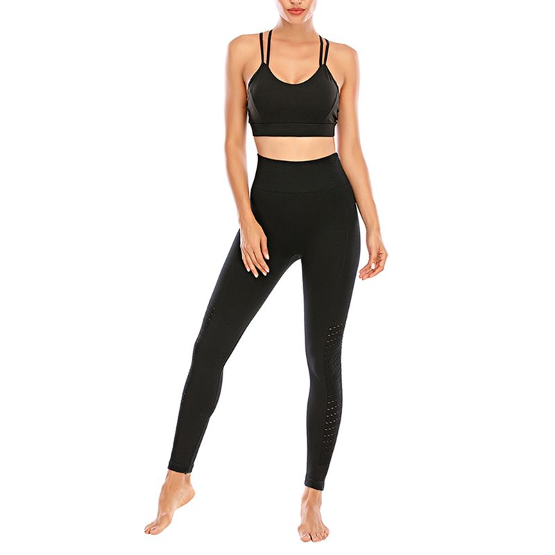 2021 New Women Autumn Clothes, Solid-Color Full-Length High-Waist Hollow Tight-Fitting Yoga Leggings for Ladi