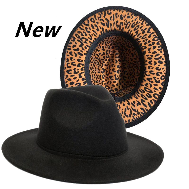 Red Fedora Hat Internal Leopard Print New Hat Panama Felt Hat Men and Women Jazz Hat Fedora Hat Big Red Women's шапка женская