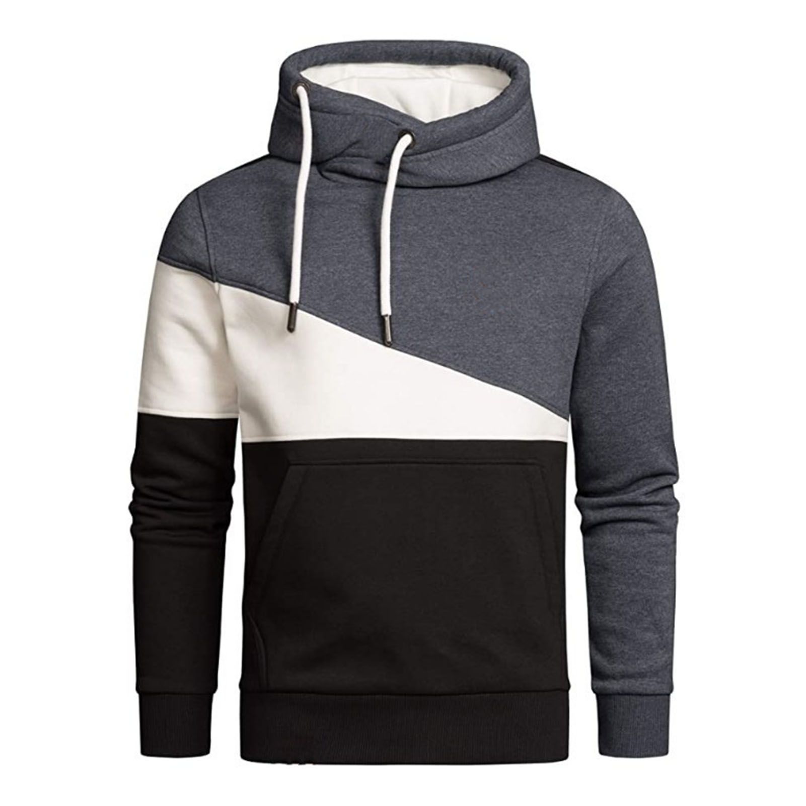 Pullover Hoodie Warm Color Block Hooded Pullover Sweatshirt
