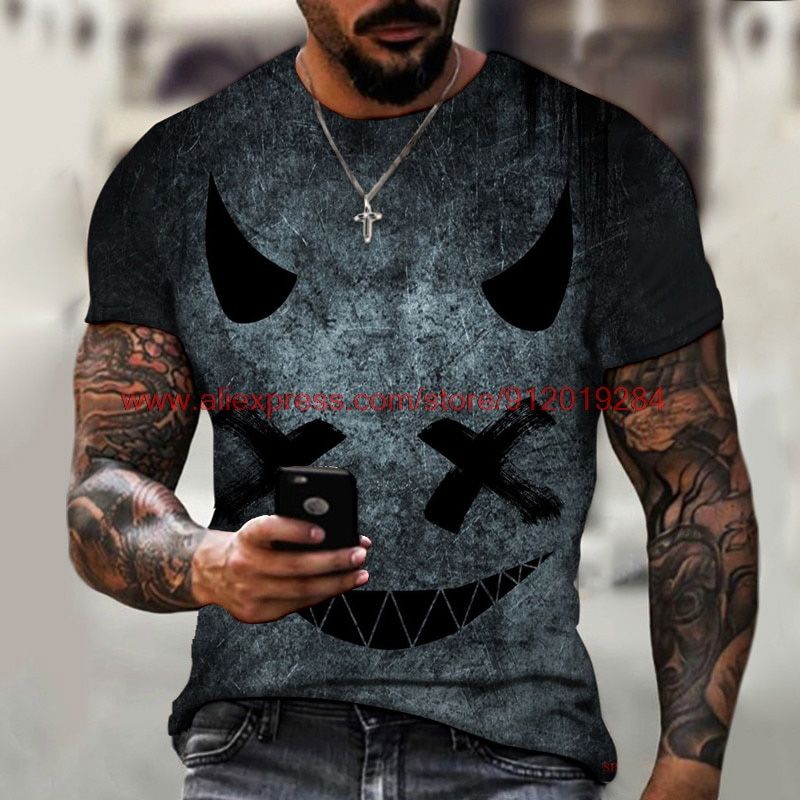 Funny pattern men's t-shirt horror O-neck t-shirt summer fashion top boy clothing large size streetwear men's  hop 3D t shirt