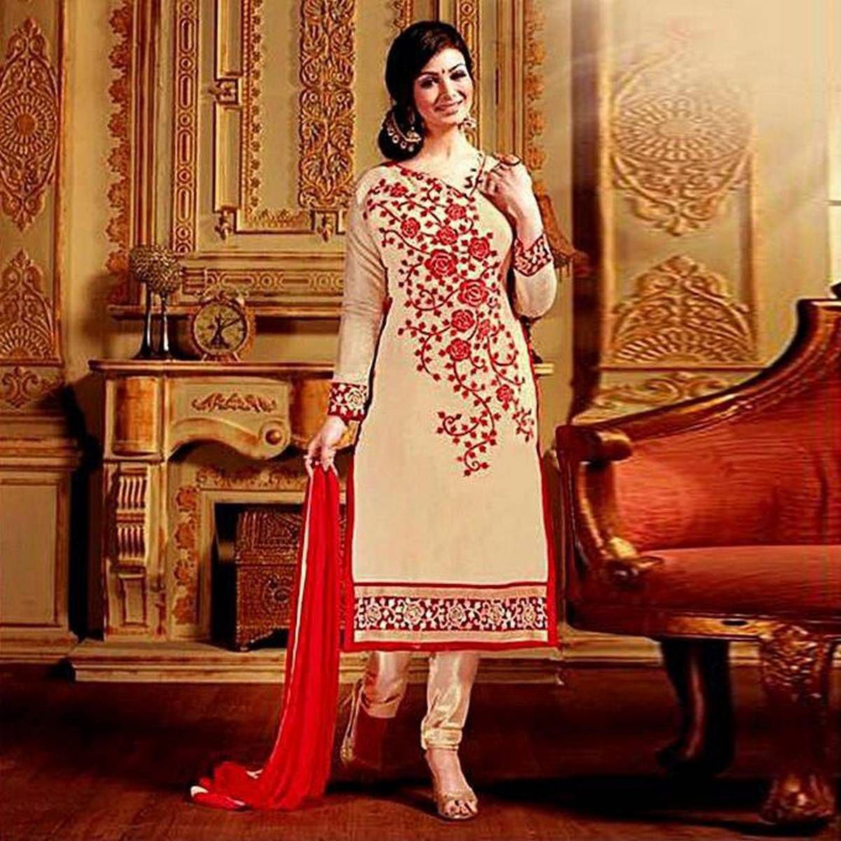 Unstitched Moccasin Cotton Salwar Kameez