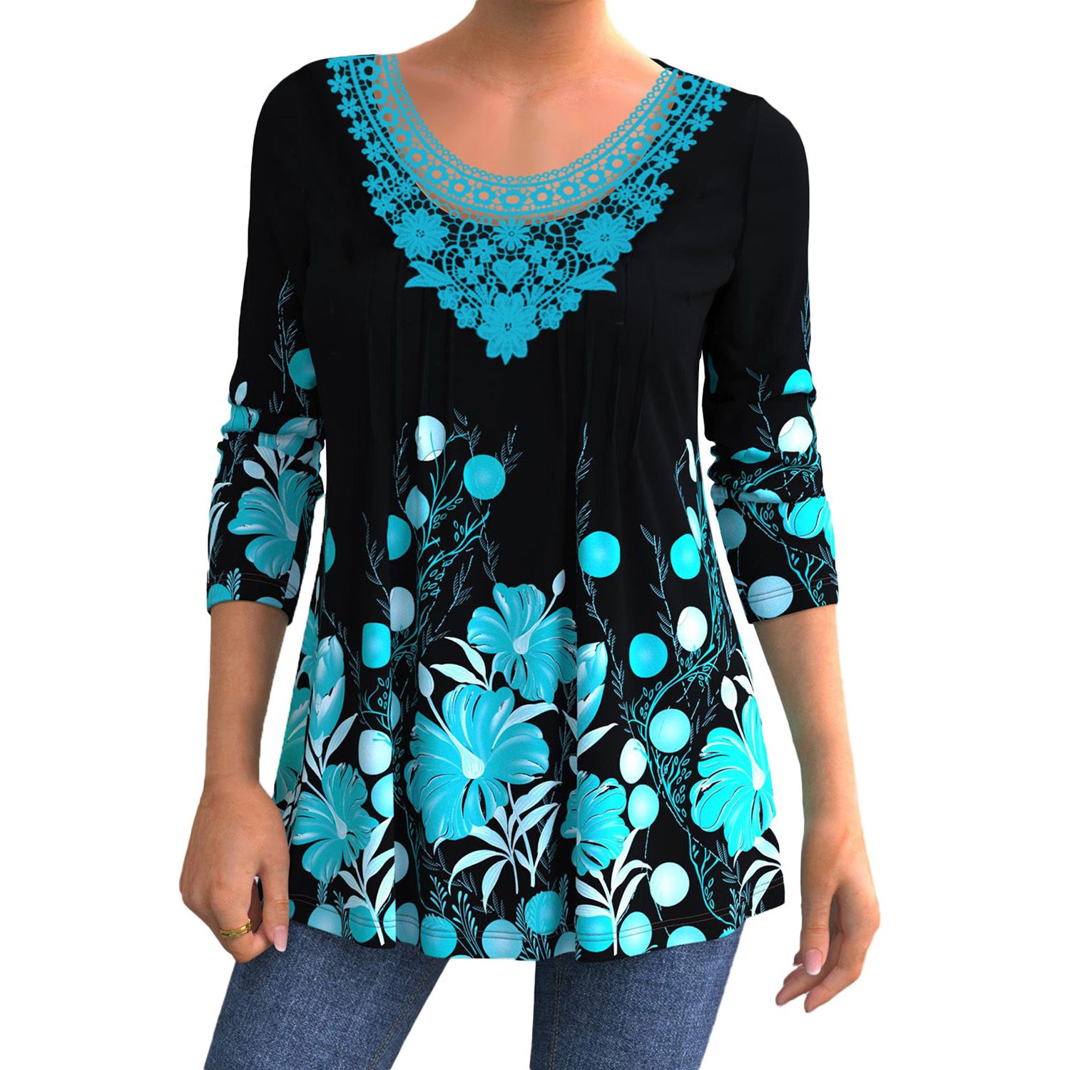 Blouse Round Neck Female Long Sleeve Shirt