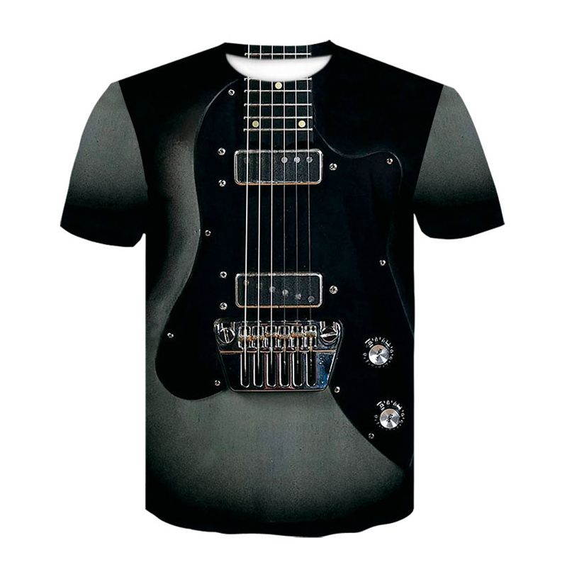 Mens 3d Guitar Printed Fashion hot Short Sleeves T Shirt Daily Short Sleeve Tee Tshirt Female Psychedelic Clothes 2021 New Tops