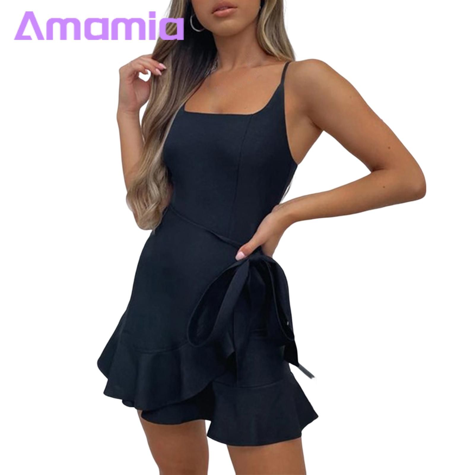 Amamia Strap Dress Sleeveless Square Neckni Dress