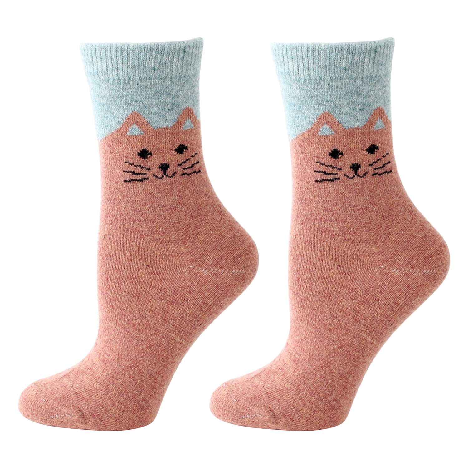 Lady Socks Anti-skid Kitten Pattern Multi-colored Winter Socks