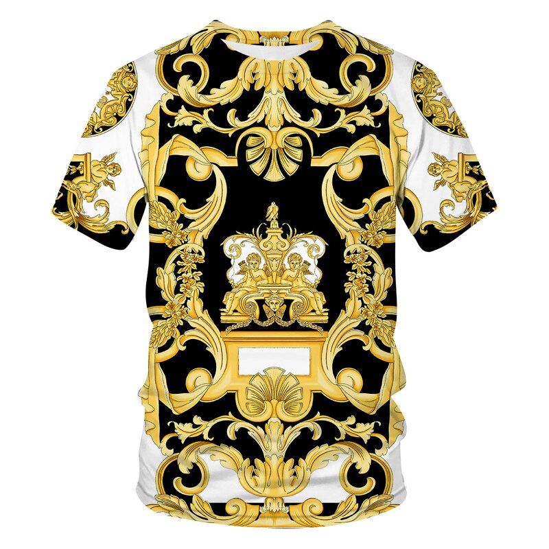 Summer T-shirt Short Sleeve 3D Crown Print Men's T Shirt Fashion Retro Fashion Male Casual Streetwear Oversize T Shirt