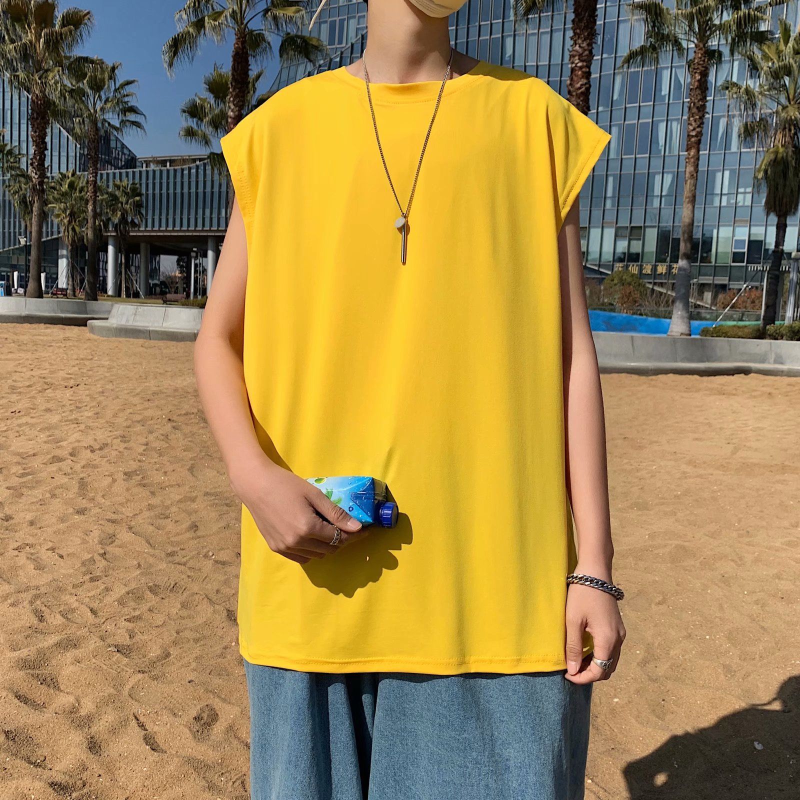 Men Tanks Solid Basic Fashion Retro Harajuku Streetwear All-match Cool Bf Oversize Teens Young Style Running Breathable M-5XL