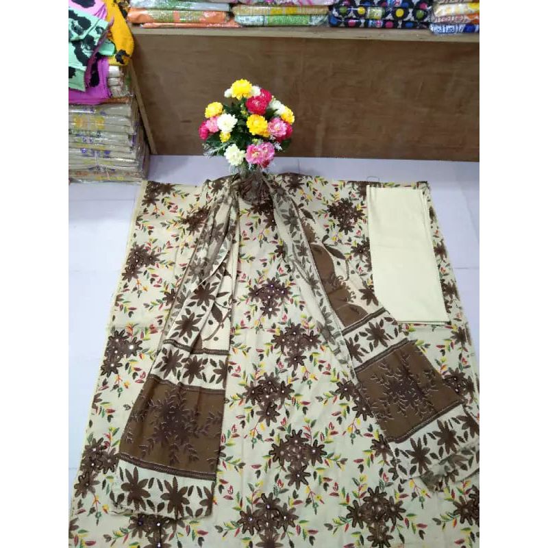 Screen and Block print Unstitched Cotton Three Piece for Women/ Ladies  Collection