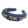 Women Vintage Jean Fabric Solid Color Hair Hoop Chain Headband Hair cessory