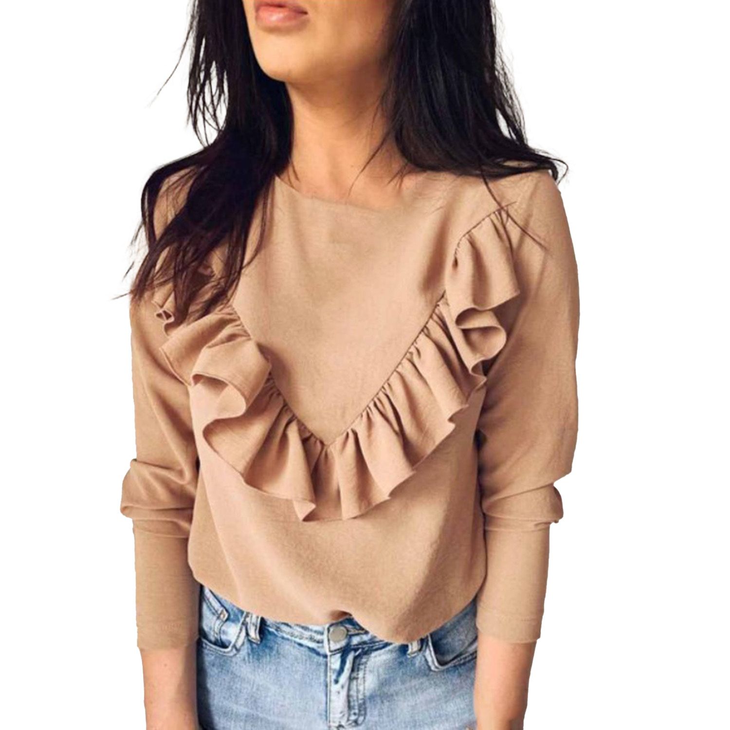 Lady Top Long Sleeve Good Stitching Lady Shirt