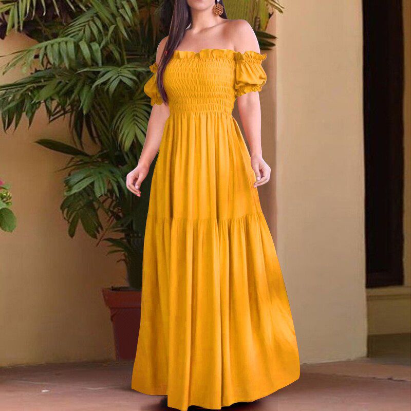 Women Summer Maxi Dress Vintage Solid Dress Elegant Long Party Dress Robe Femme Bohemian Vestidos