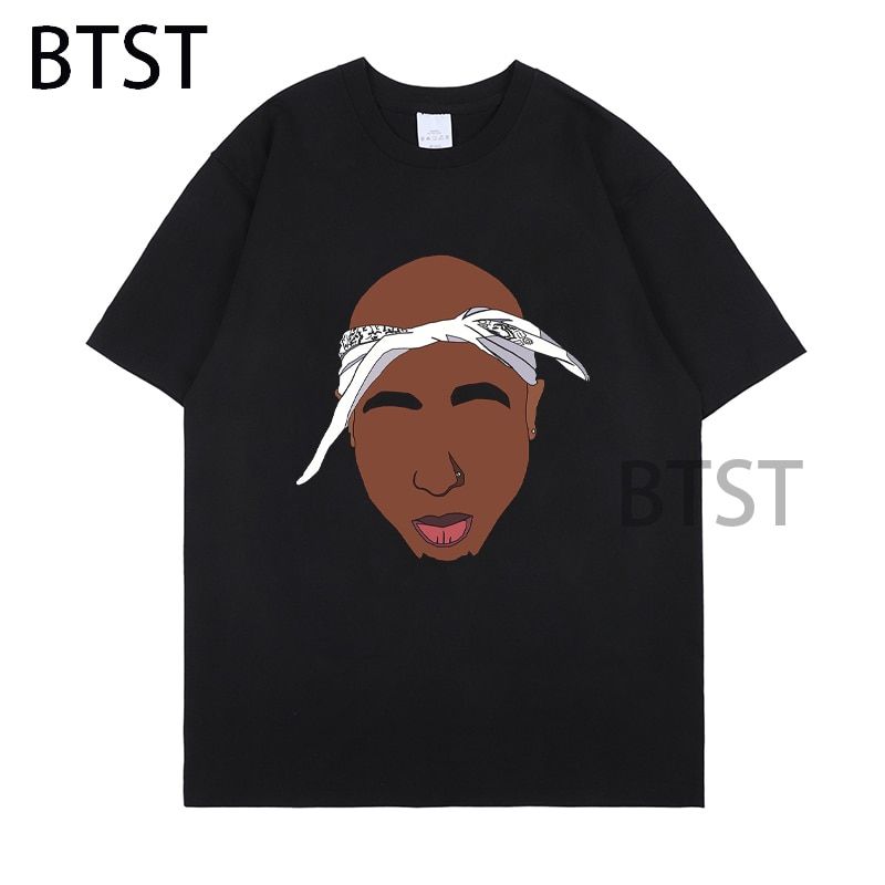 2pRap T Shirts print O-Neck Short Sleeve Regular Mens Top Quality hop tShirt Tupcotton black oversize t-shirt